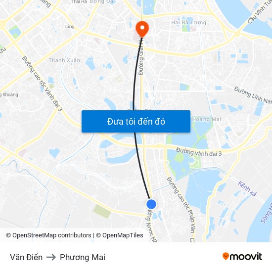 Văn Điển to Phương Mai map