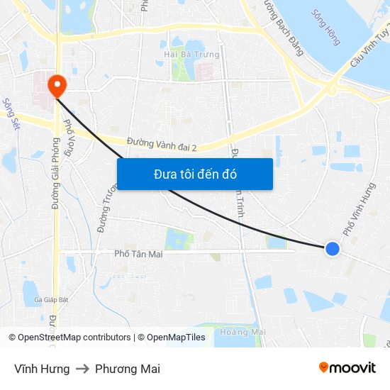 Vĩnh Hưng to Phương Mai map