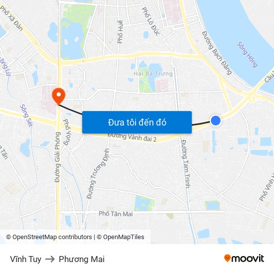 Vĩnh Tuy to Phương Mai map