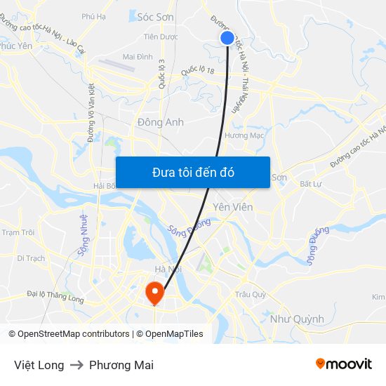 Việt Long to Phương Mai map