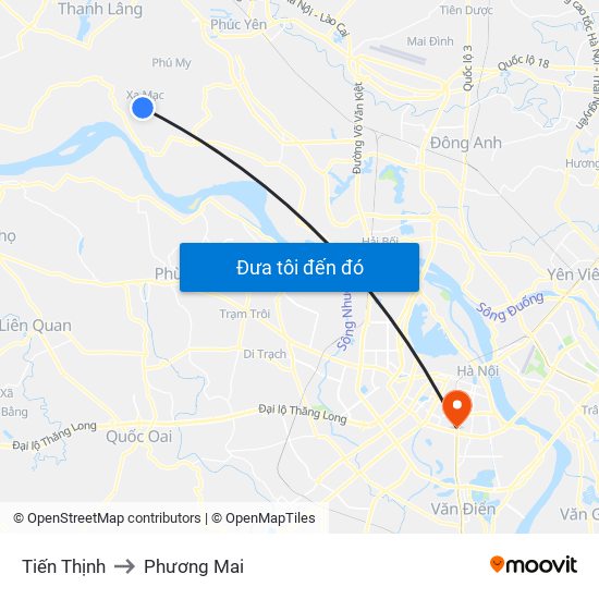 Tiến Thịnh to Phương Mai map