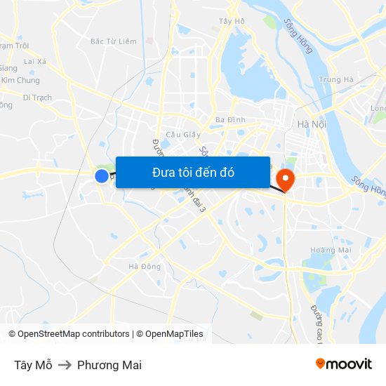 Tây Mỗ to Phương Mai map