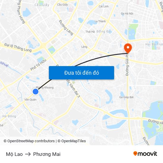 Mộ Lao to Phương Mai map