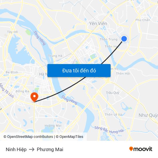 Ninh Hiệp to Phương Mai map