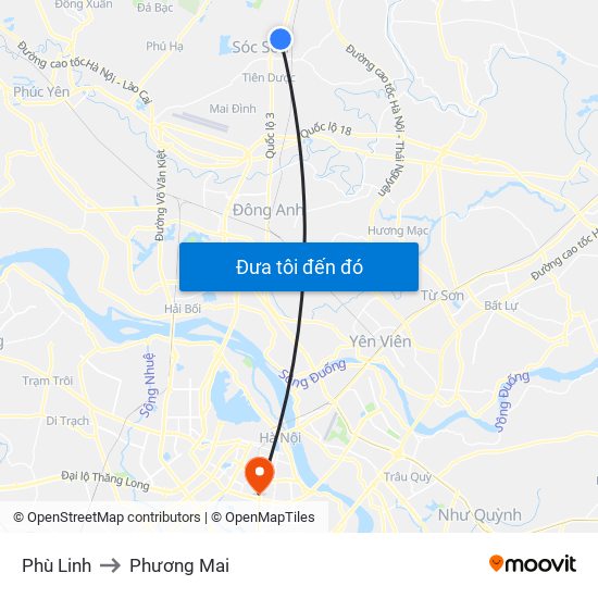 Phù Linh to Phương Mai map