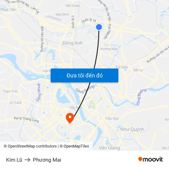 Kim Lũ to Phương Mai map