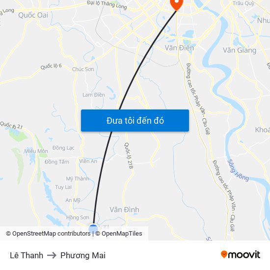 Lê Thanh to Phương Mai map