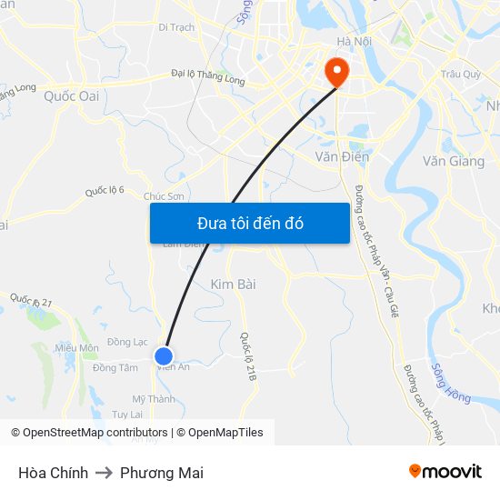 Hòa Chính to Phương Mai map