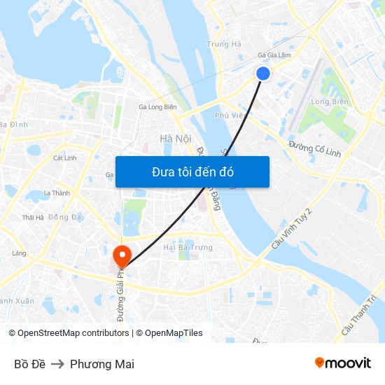 Bồ Đề to Phương Mai map