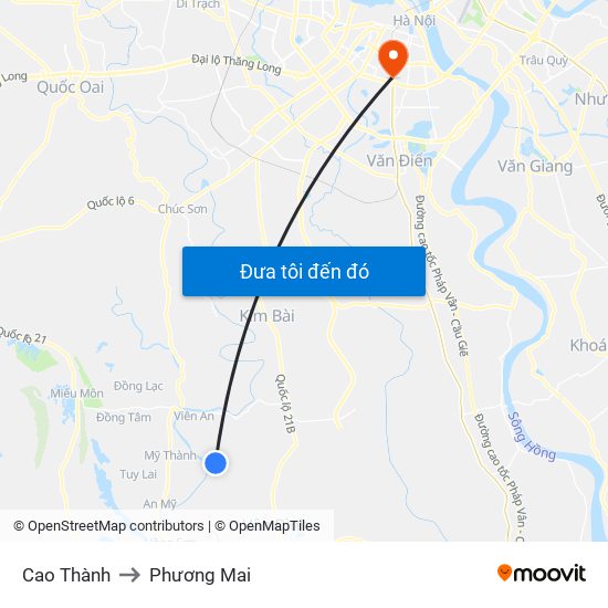 Cao Thành to Phương Mai map