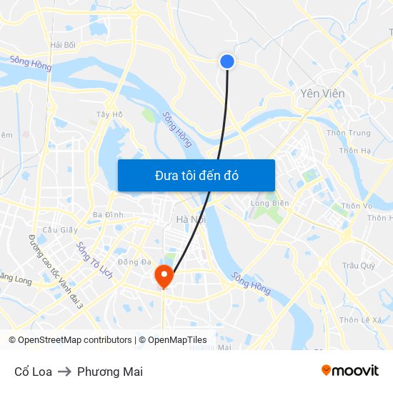 Cổ Loa to Phương Mai map