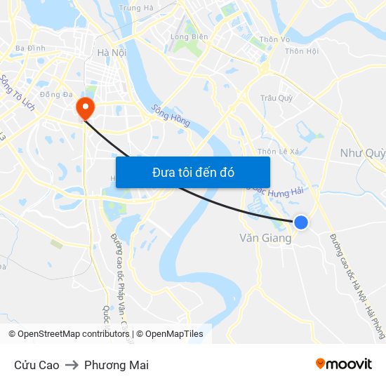 Cửu Cao to Phương Mai map