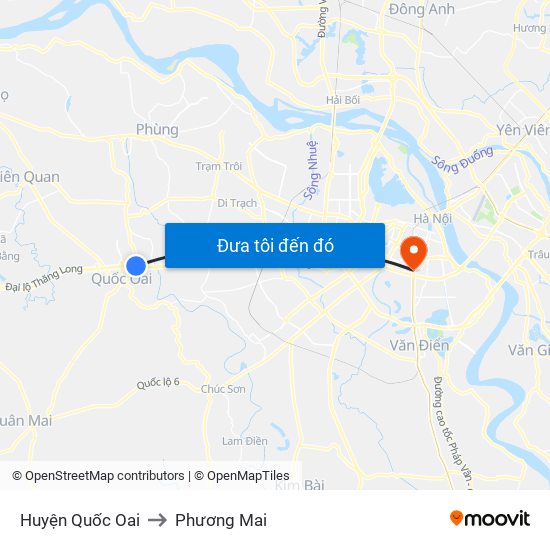 Huyện Quốc Oai to Phương Mai map