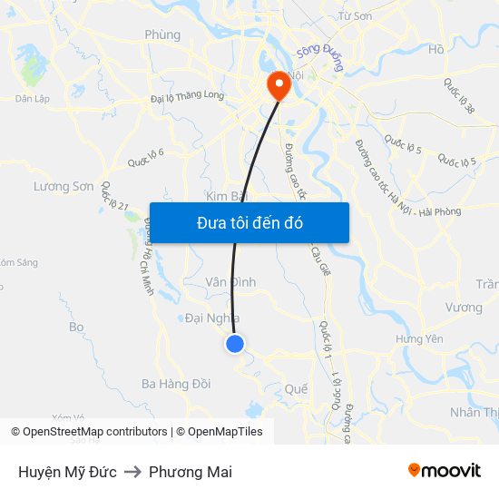 Huyện Mỹ Đức to Phương Mai map