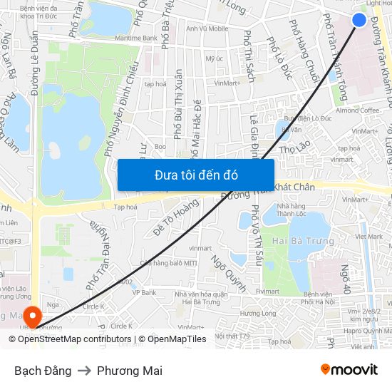 Bạch Đằng to Phương Mai map