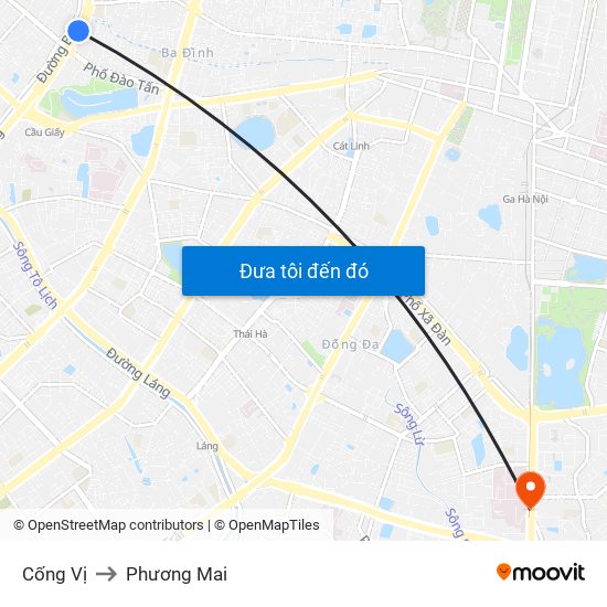 Cống Vị to Phương Mai map