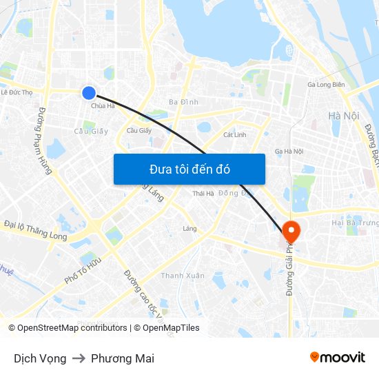 Dịch Vọng to Phương Mai map