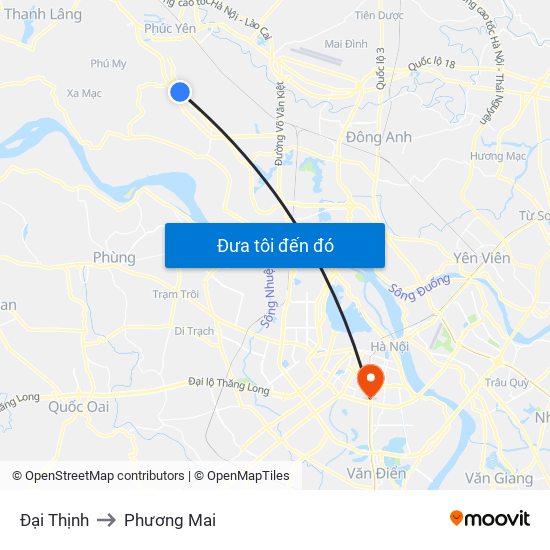 Đại Thịnh to Phương Mai map