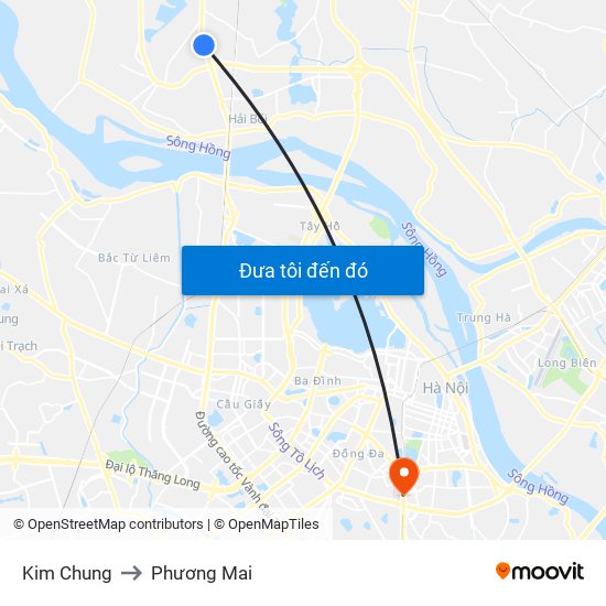 Kim Chung to Phương Mai map