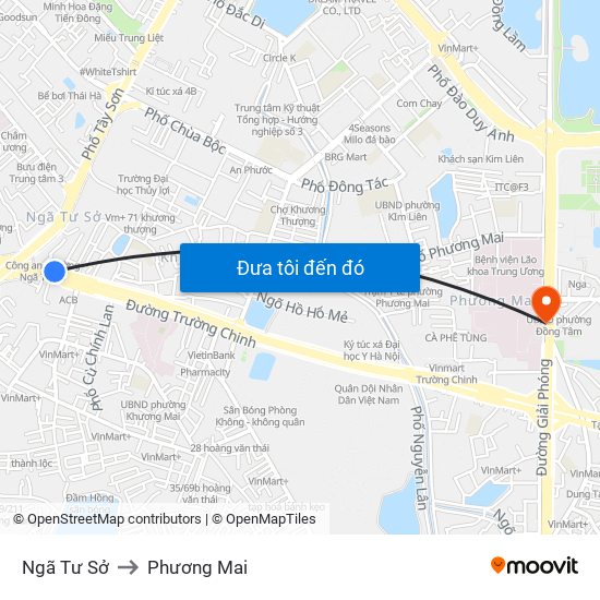 Ngã Tư Sở to Phương Mai map