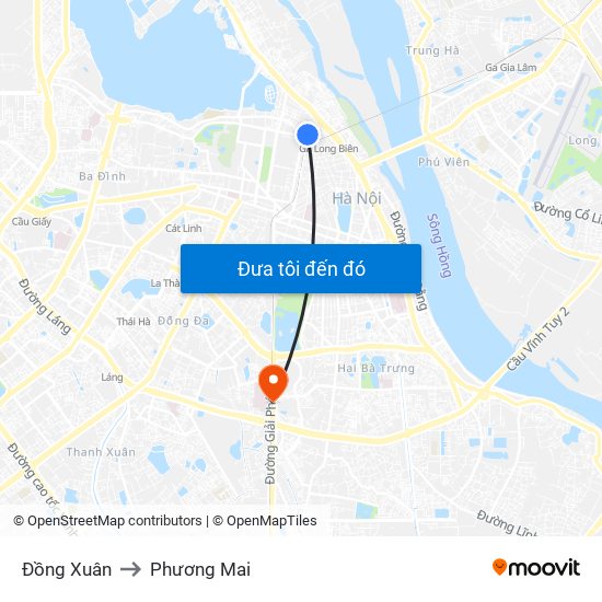 Đồng Xuân to Phương Mai map