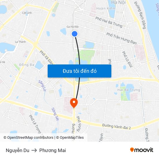 Nguyễn Du to Phương Mai map