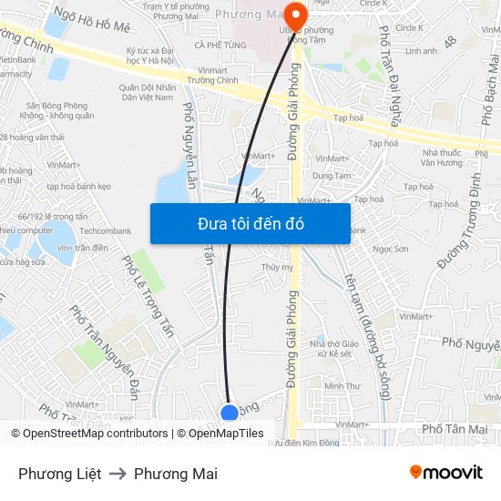 Phương Liệt to Phương Mai map