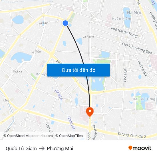 Quốc Tử Giám to Phương Mai map