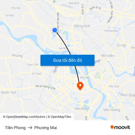 Tiền Phong to Phương Mai map