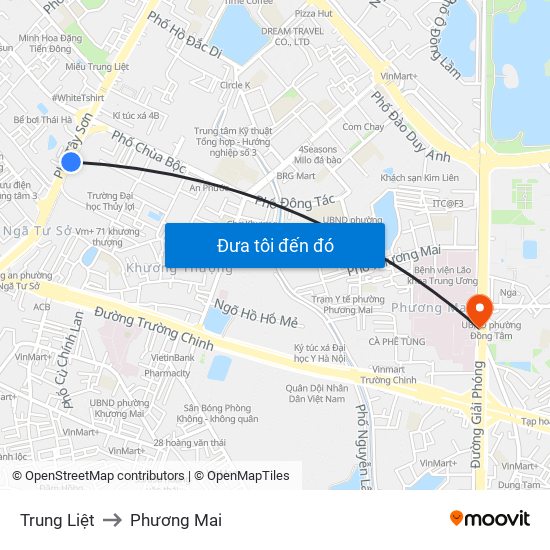 Trung Liệt to Phương Mai map