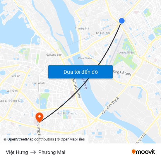 Việt Hưng to Phương Mai map