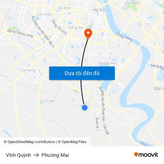 Vĩnh Quỳnh to Phương Mai map