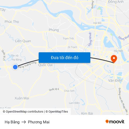 Hạ Bằng to Phương Mai map