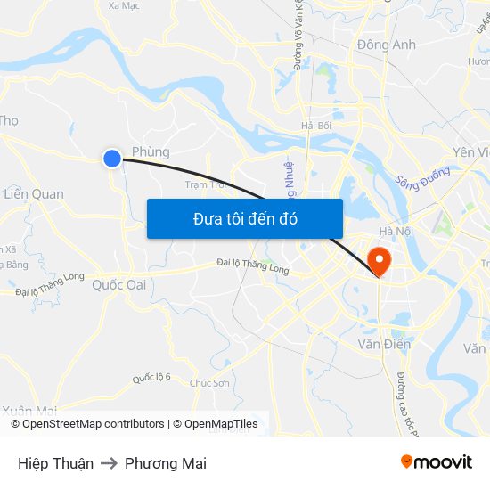 Hiệp Thuận to Phương Mai map