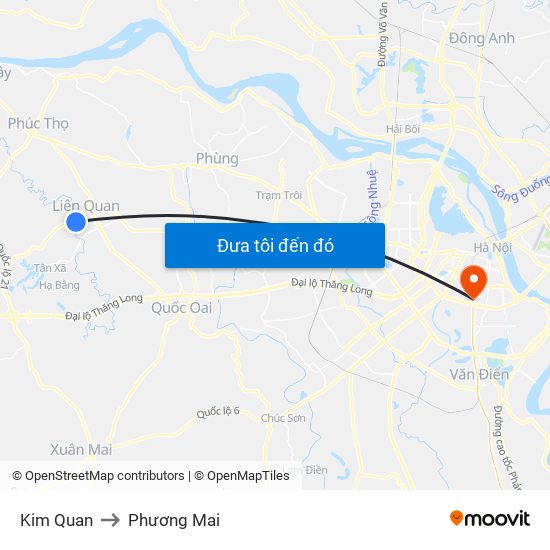 Kim Quan to Phương Mai map