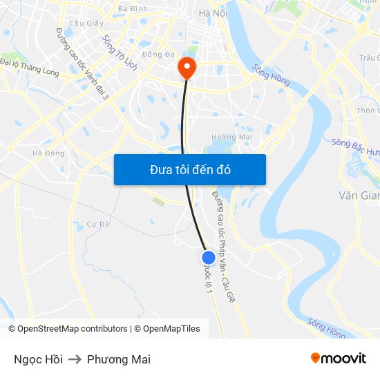 Ngọc Hồi to Phương Mai map