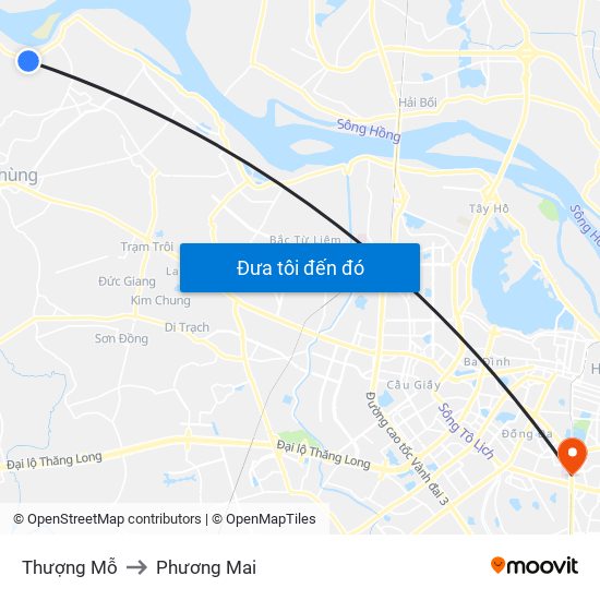 Thượng Mỗ to Phương Mai map