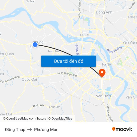 Đồng Tháp to Phương Mai map