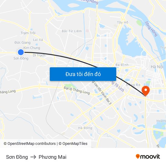 Sơn Đồng to Phương Mai map