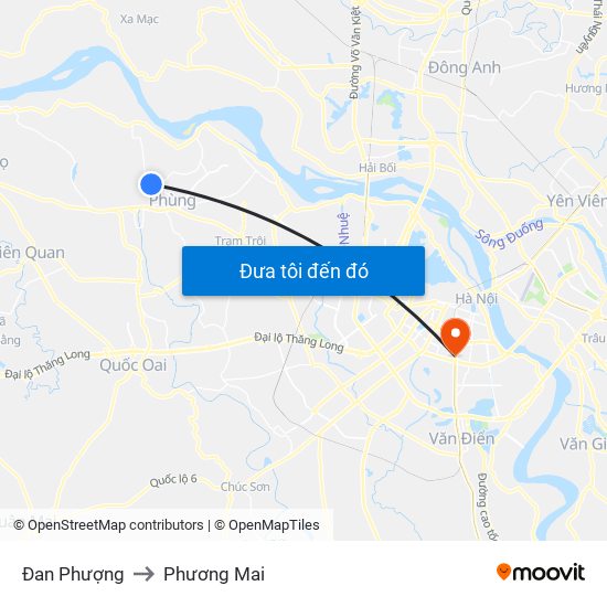 Đan Phượng to Phương Mai map