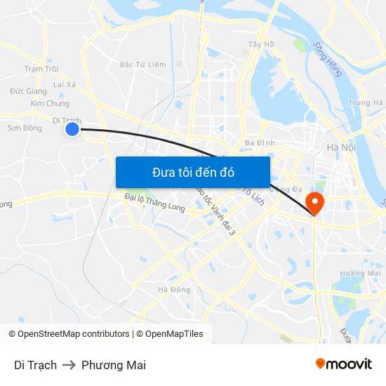 Di Trạch to Phương Mai map