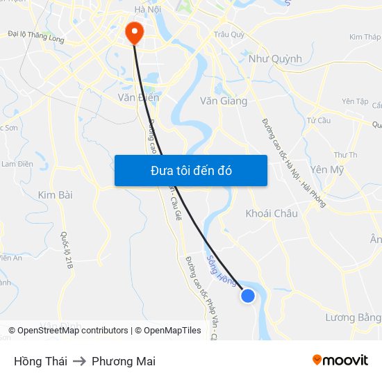 Hồng Thái to Phương Mai map