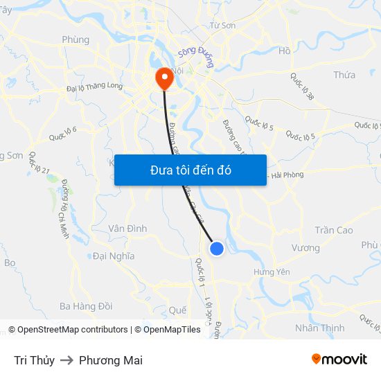 Tri Thủy to Phương Mai map