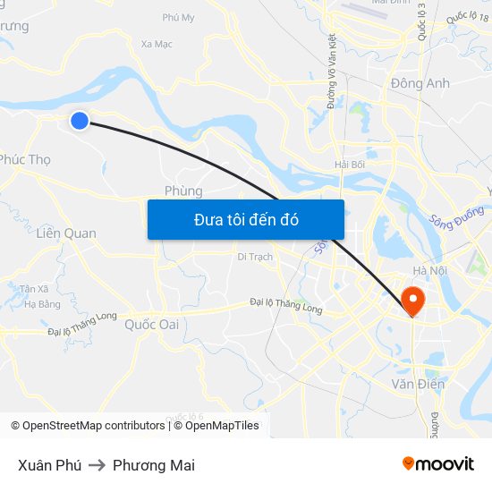 Xuân Phú to Phương Mai map