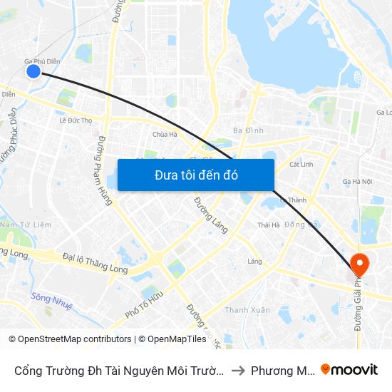 Cổng Trường Đh Tài Nguyên Môi Trường to Phương Mai map