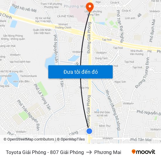 Toyota Giải Phóng - 807 Giải Phóng to Phương Mai map