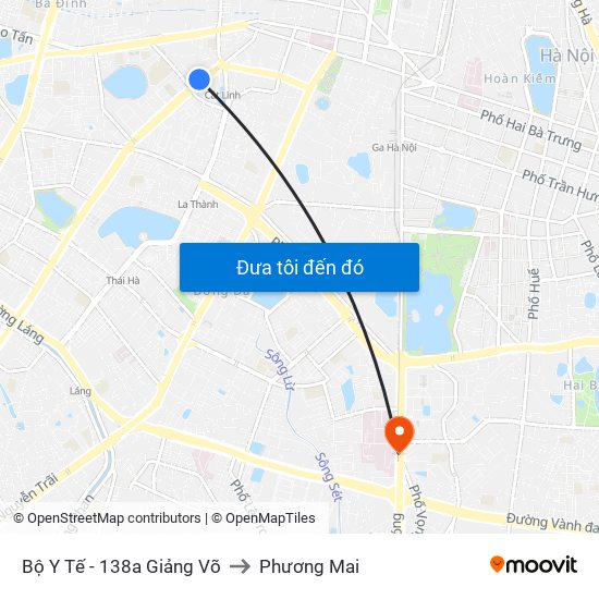 Bộ Y Tế - 138a Giảng Võ to Phương Mai map