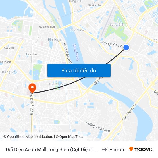 Đối Diện Aeon Mall Long Biên (Cột Điện T4a/2a-B Đường Cổ Linh) to Phương Mai map