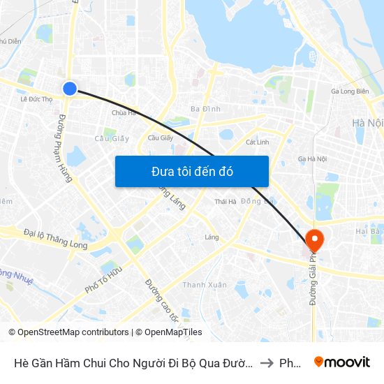 2b Phạm Văn Đồng to Phương Mai map