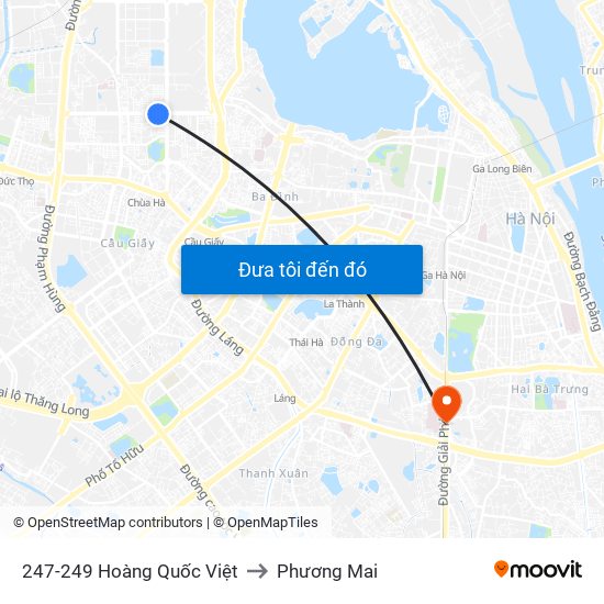 247-249 Hoàng Quốc Việt to Phương Mai map